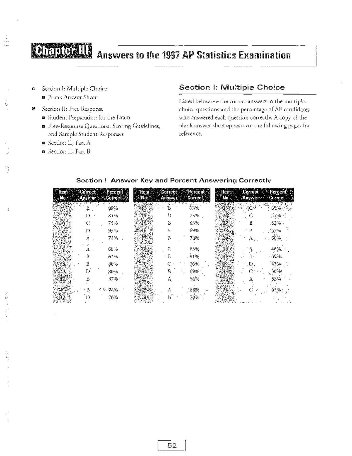 AP Stats 1997 Exam Answers: Multiple Choice & Free Response Keys - Studocu