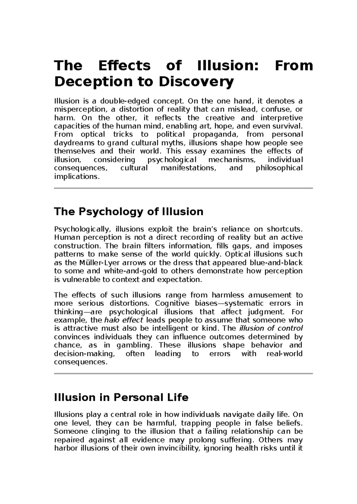The Psychology of Illusion: Deception and Discovery in Human Perception ...