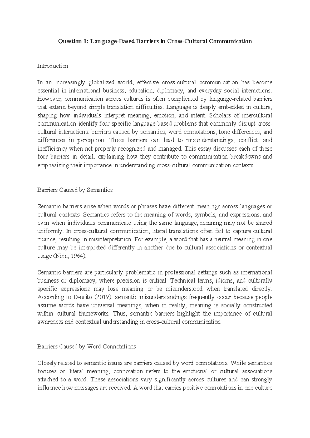 UCC - Question 1: Barriers in Communication Analysis - Studocu