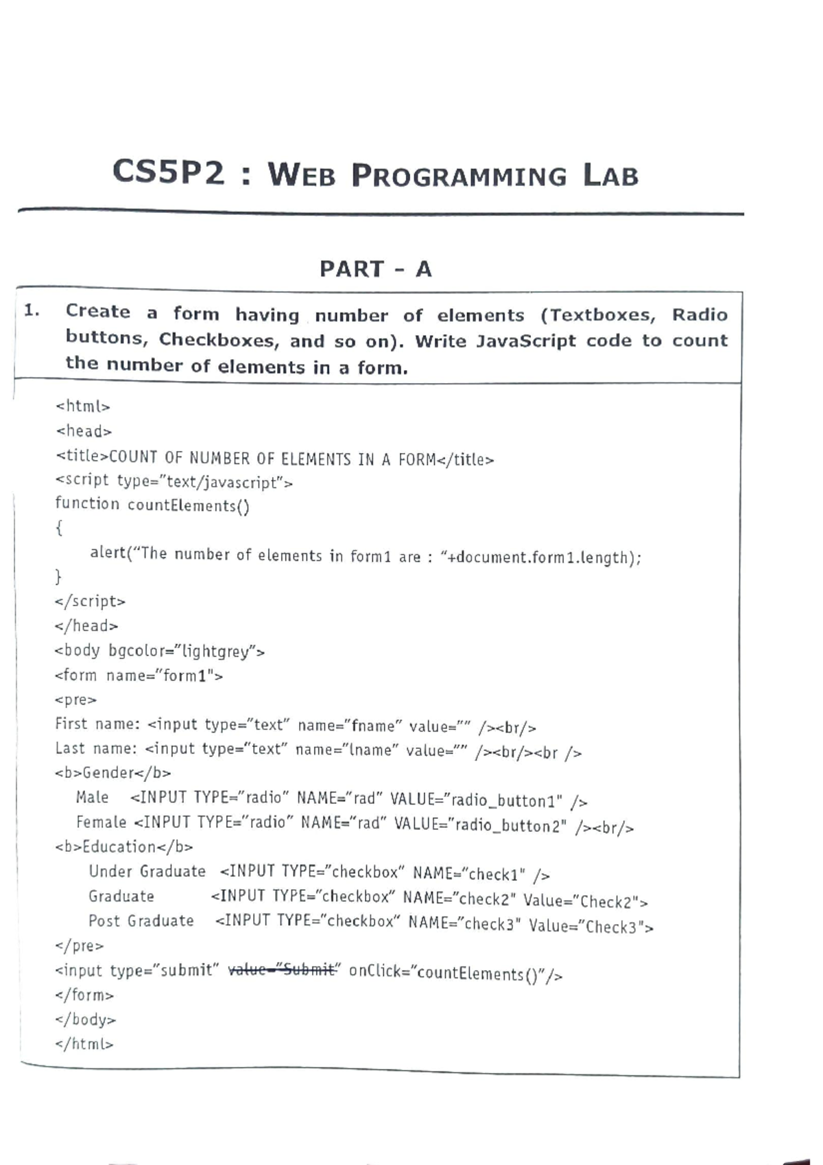 Cs manual webprogamming paper 8 - Computer Science - Studocu