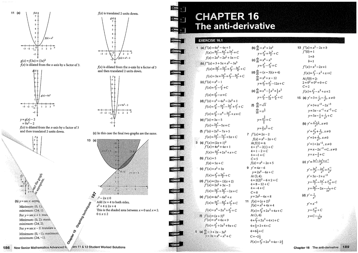 Chapter 16: Anti-Derivative Solutions for Senior Math Adv. 11-12 - Studocu