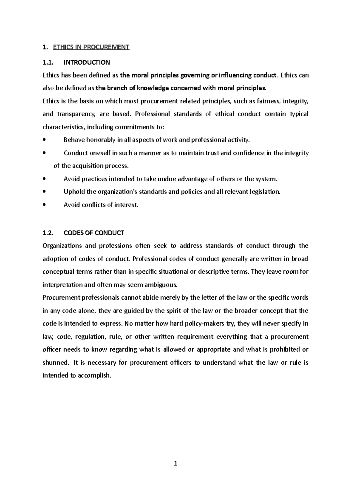 Procurement Ethics Lecture Notes ASUL: Core Principles & Guidelines ...