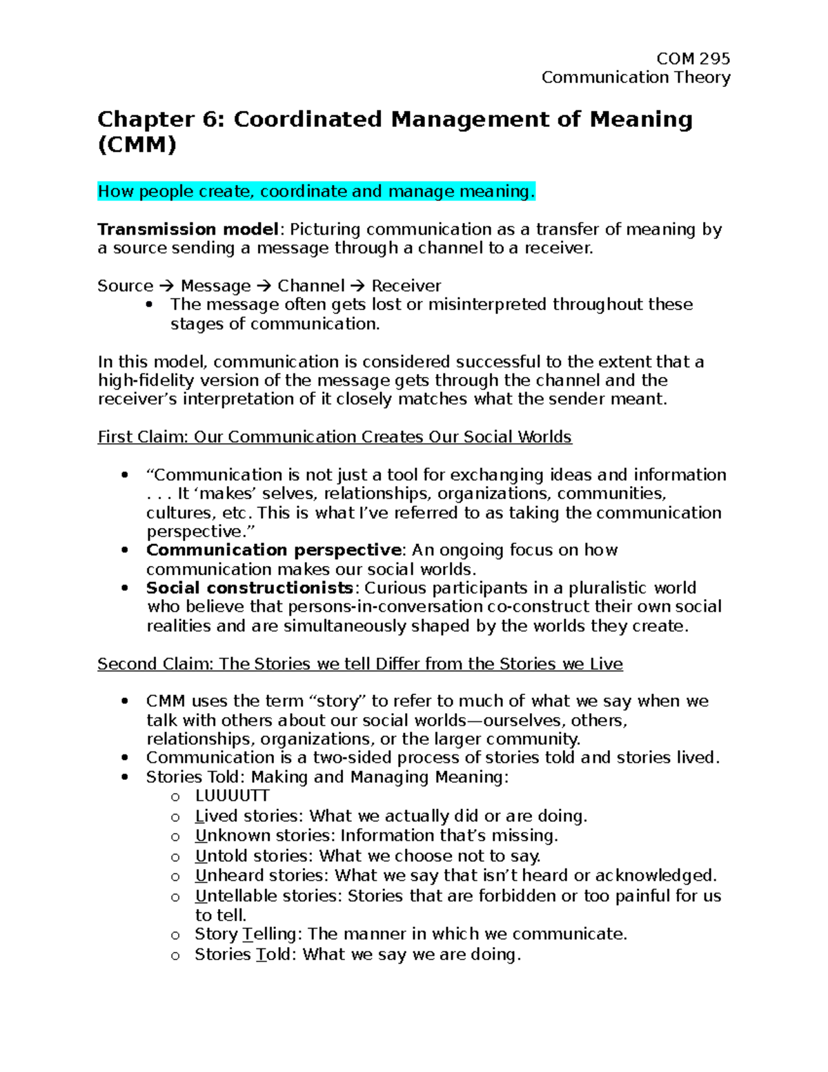 Chapter 6 - Lecture notes 6 - COM 295 Communication Theory Chapter 6 ...