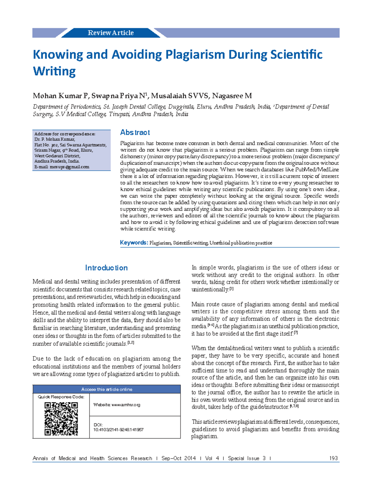 RA Plagiarism Awareness and Prevention in Scientific Writing - Studocu