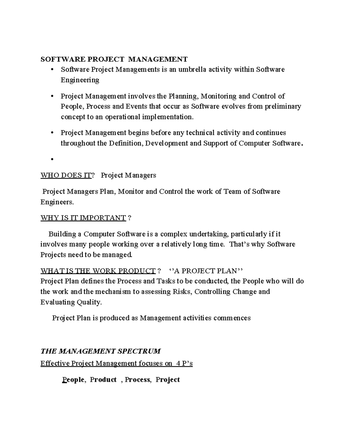 Software Project Management Overview (Course Code: SPM101) - Studocu