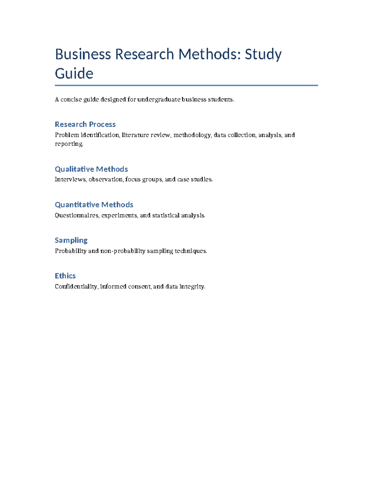 Business Research Methods - Research Process Problem identification ...