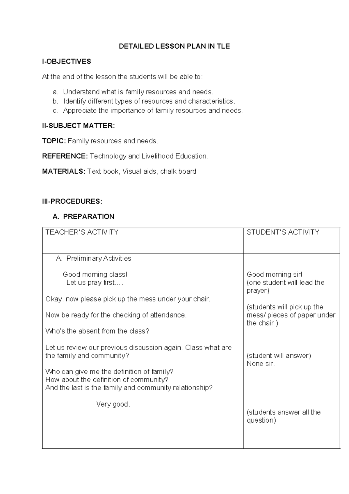 Detailed lesson plan in tle - DETAILED LESSON PLAN IN TLE I-OBJECTIVES ...