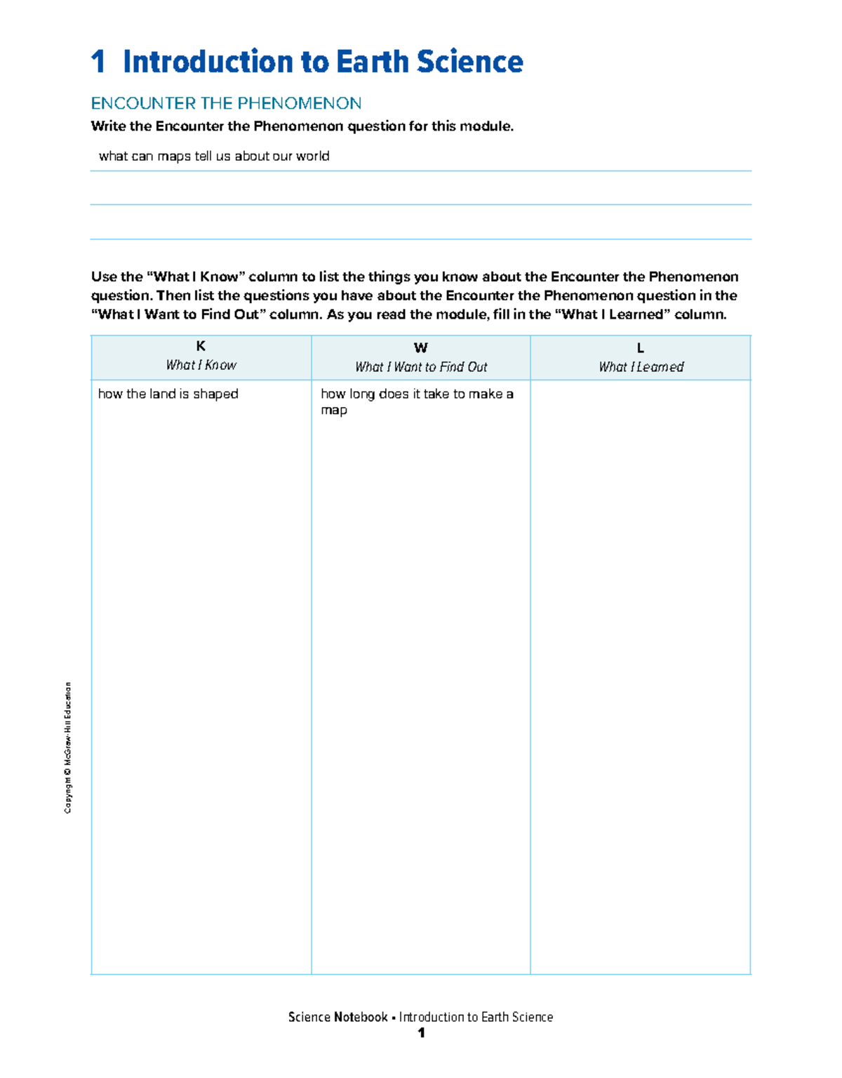 Encounter the Phenomenon: Earth Science KWL & Key Concepts Overview ...