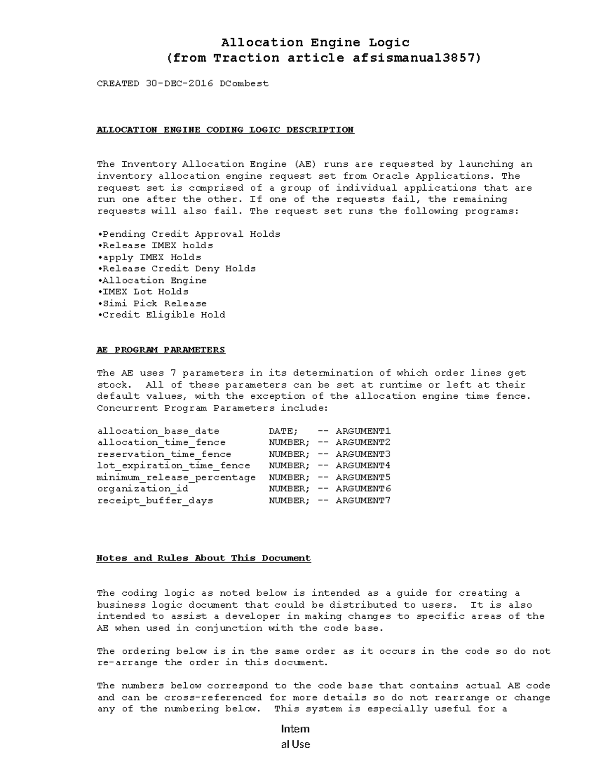 Allocation Engine Logic Overview (Afsis Manual 3857) - Studocu