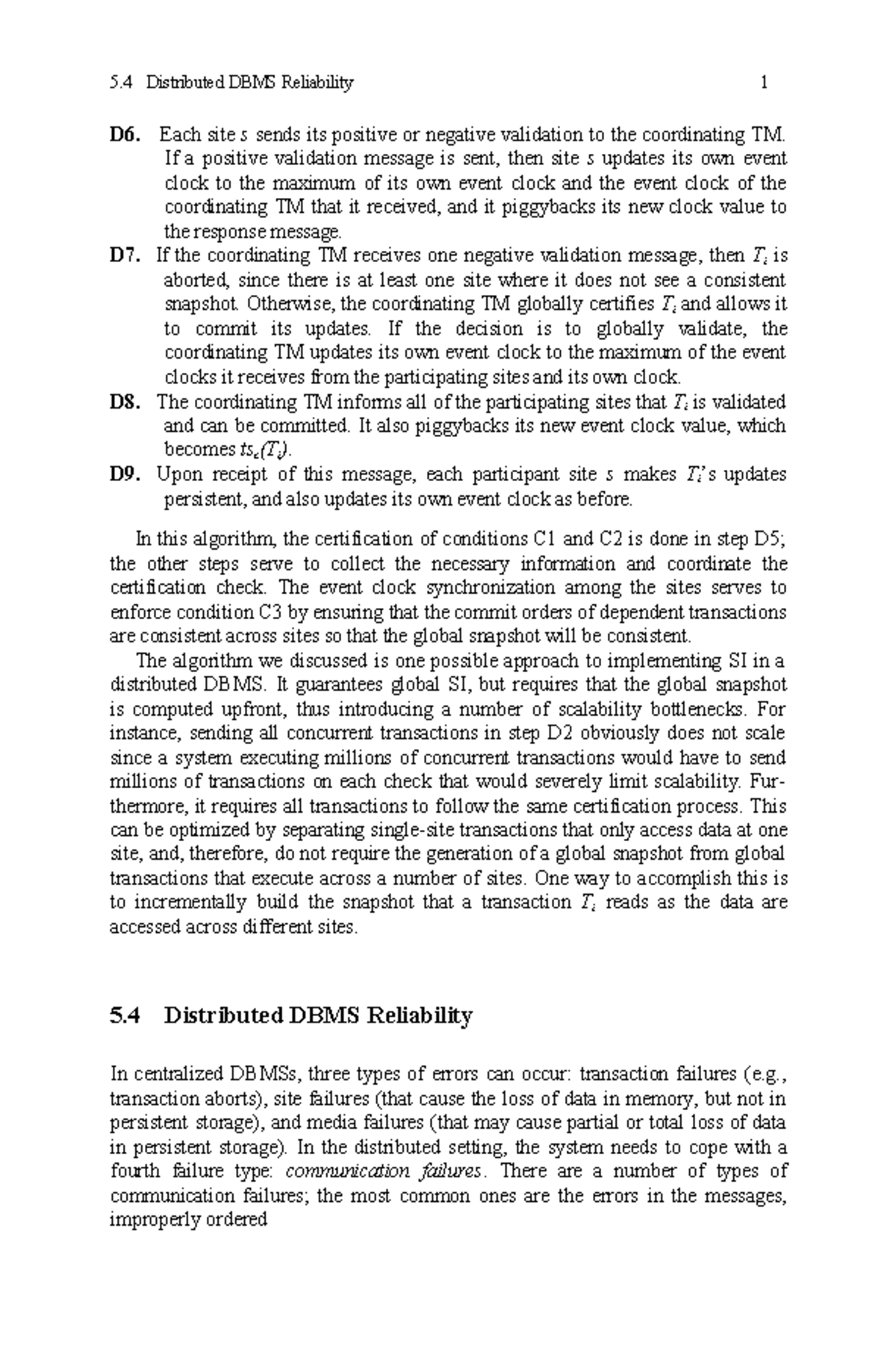 Book25. Ch5 Distributed DBMS Reliability (Pages 222-233) - Studocu