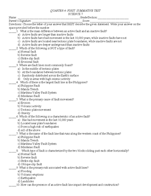 SCIENCE 7 4th QUARTER SUMMATIVE TEST 3: Multiple Choice Questions - Studocu