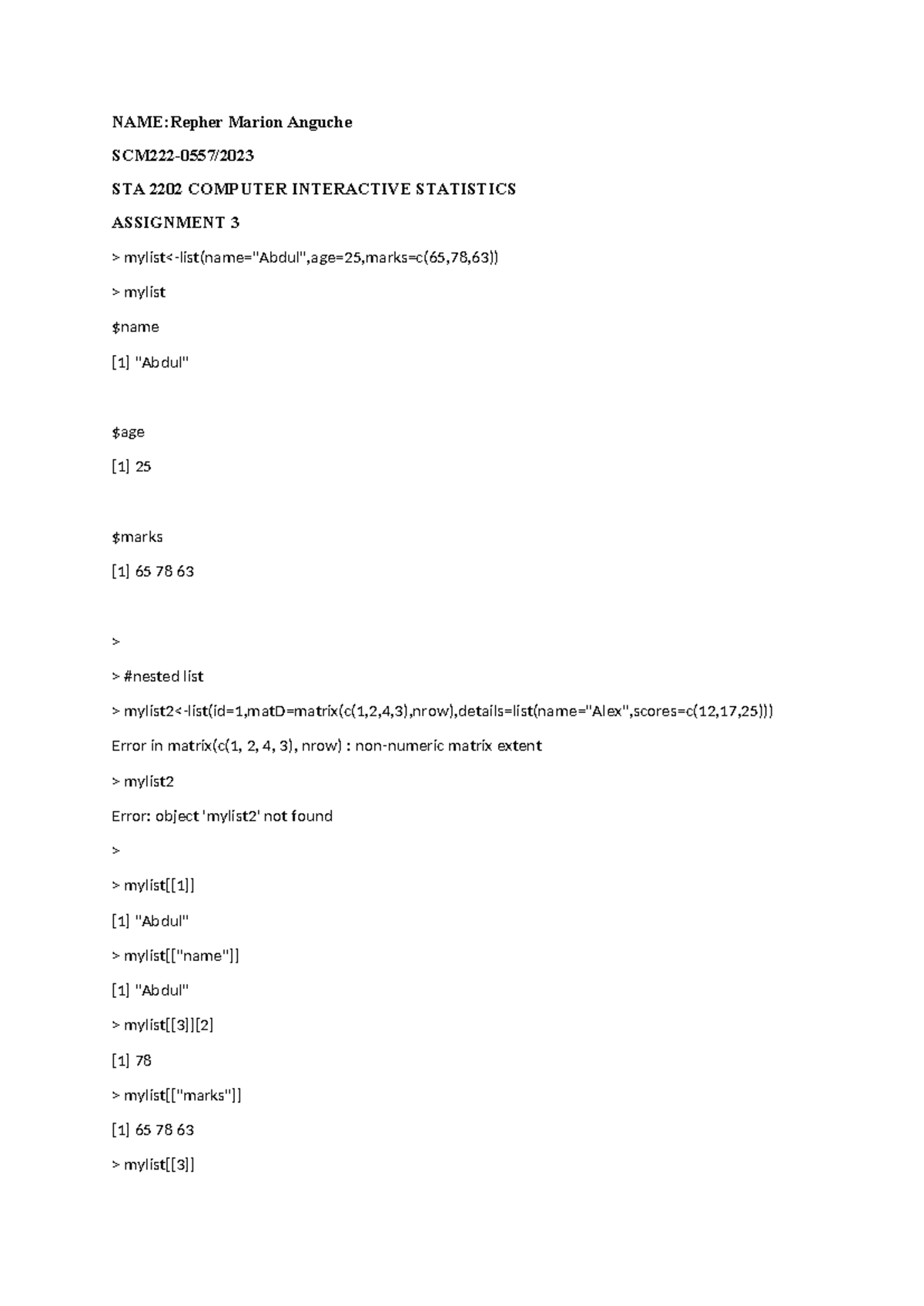 STA 2202 Computer Interactive Statistics Assignment 3 Analysis - Studocu