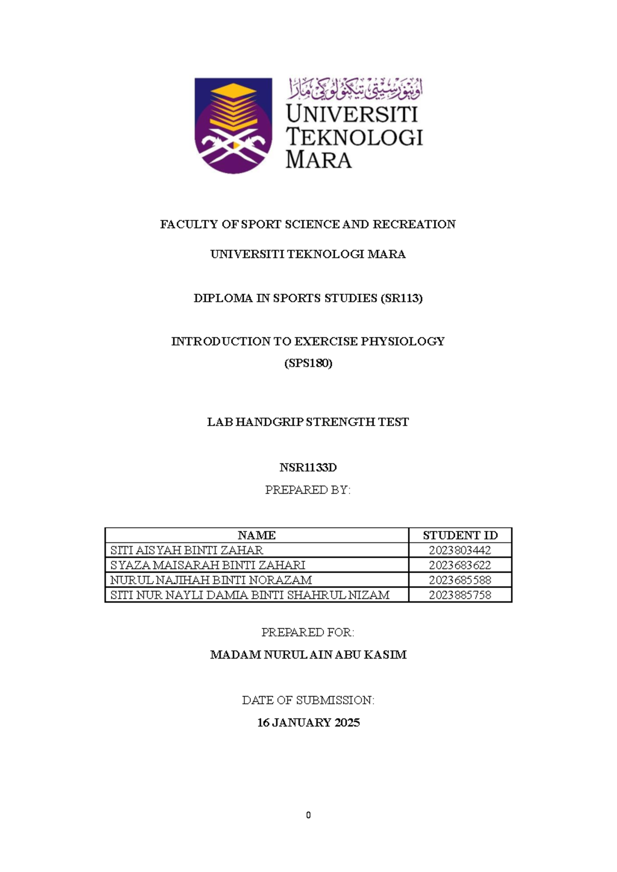 LAB REPORT 2: HANDGRIP STRENGTH TEST (SPS180) - Studocu