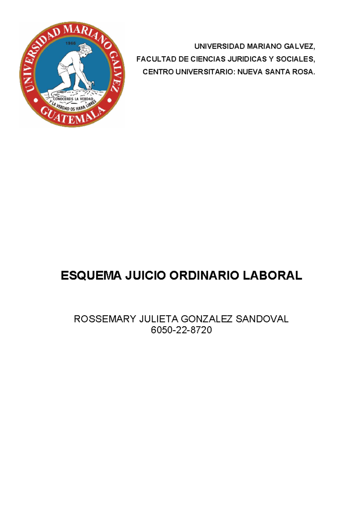 Esquema Juicio Ordinario Laboral 2025 - UMG - Document Preview