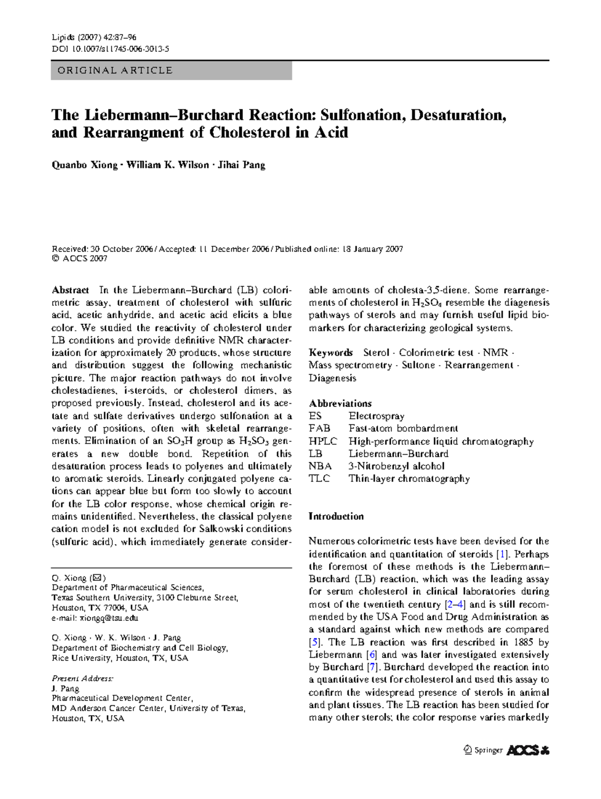 Liebermann-Burchard Reaction: Cholesterol Sulfonation & Rearrangement ...