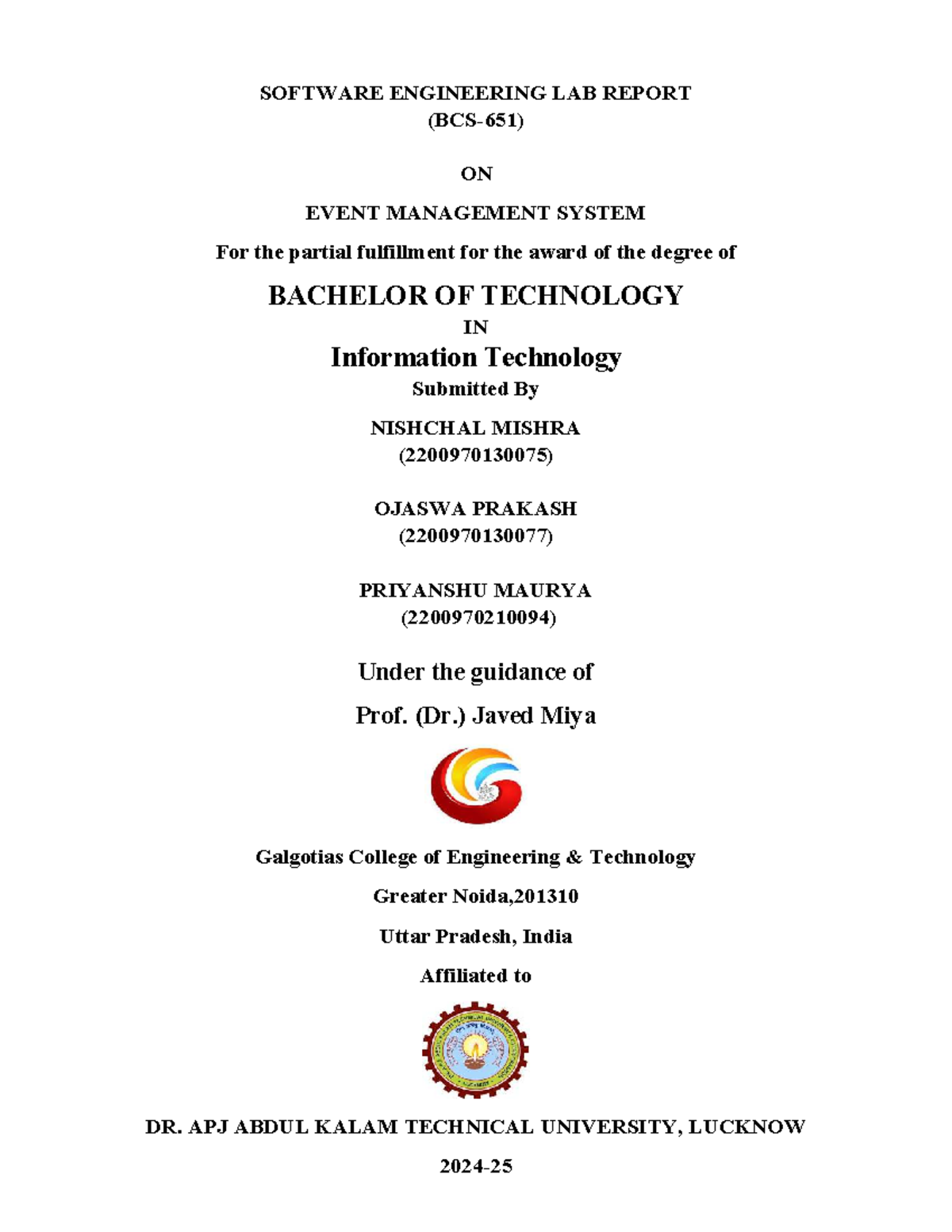 BCS 651 Software Engineering Lab Report: Event Management System - Studocu