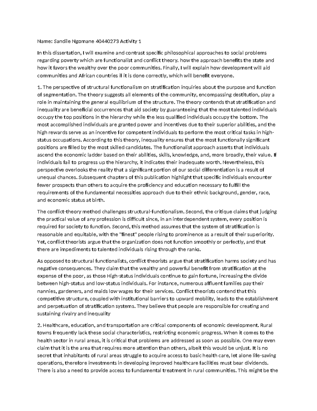 Sociology Of Development, Environment And Social Problems - Name ...