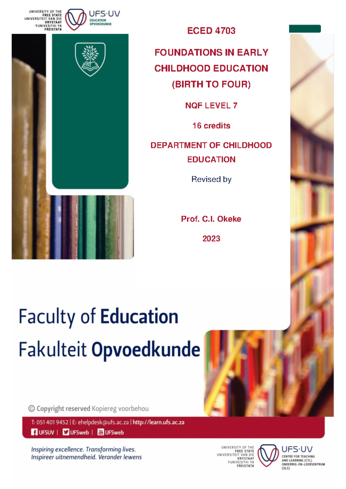 ECED 4703 Module Study Guide - ECED 4703 FOUNDATIONS IN EARLY CHILDHOOD ...