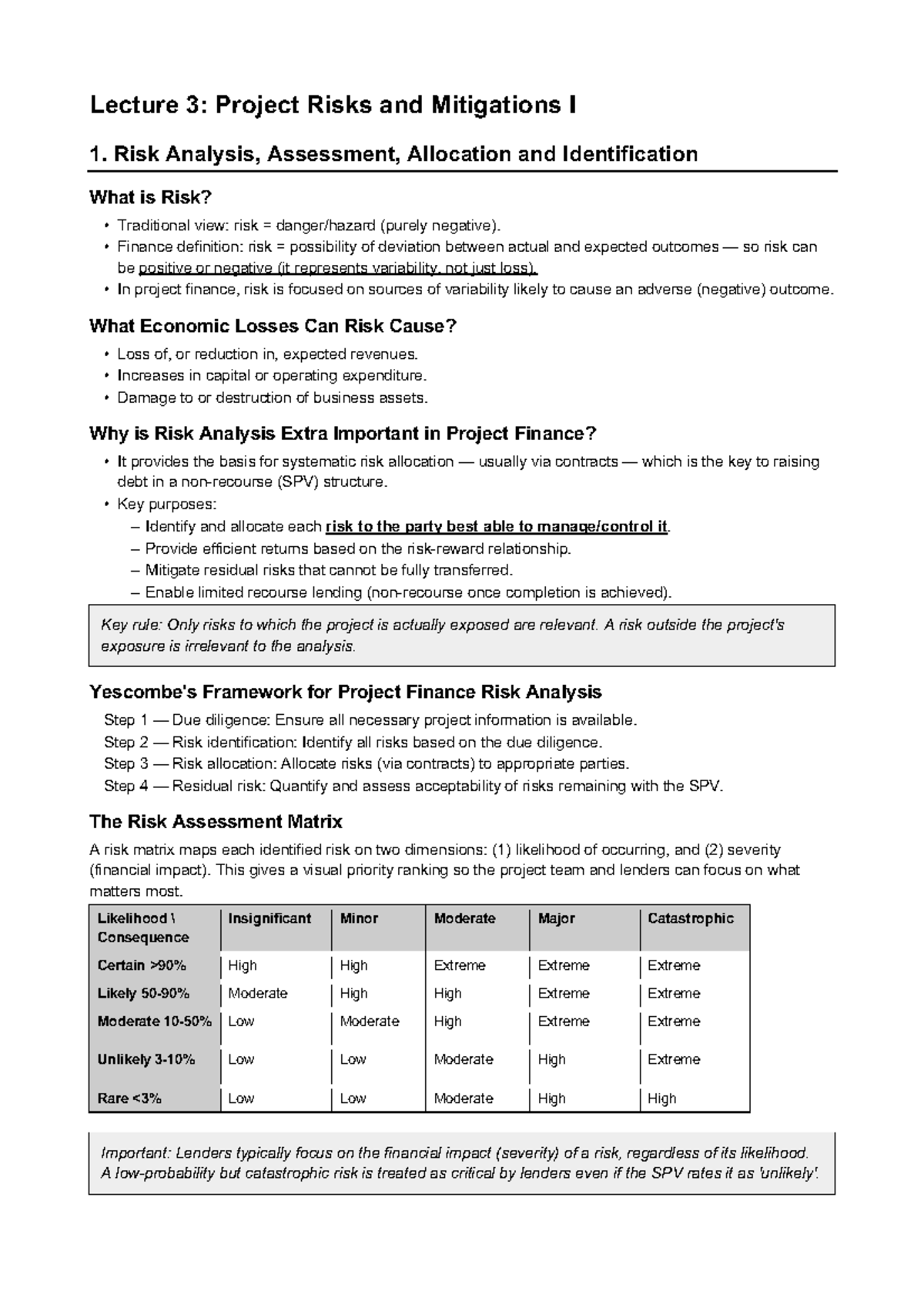 Lecture 3: Project Risks & Mitigations - Week 3 Notes - Studocu
