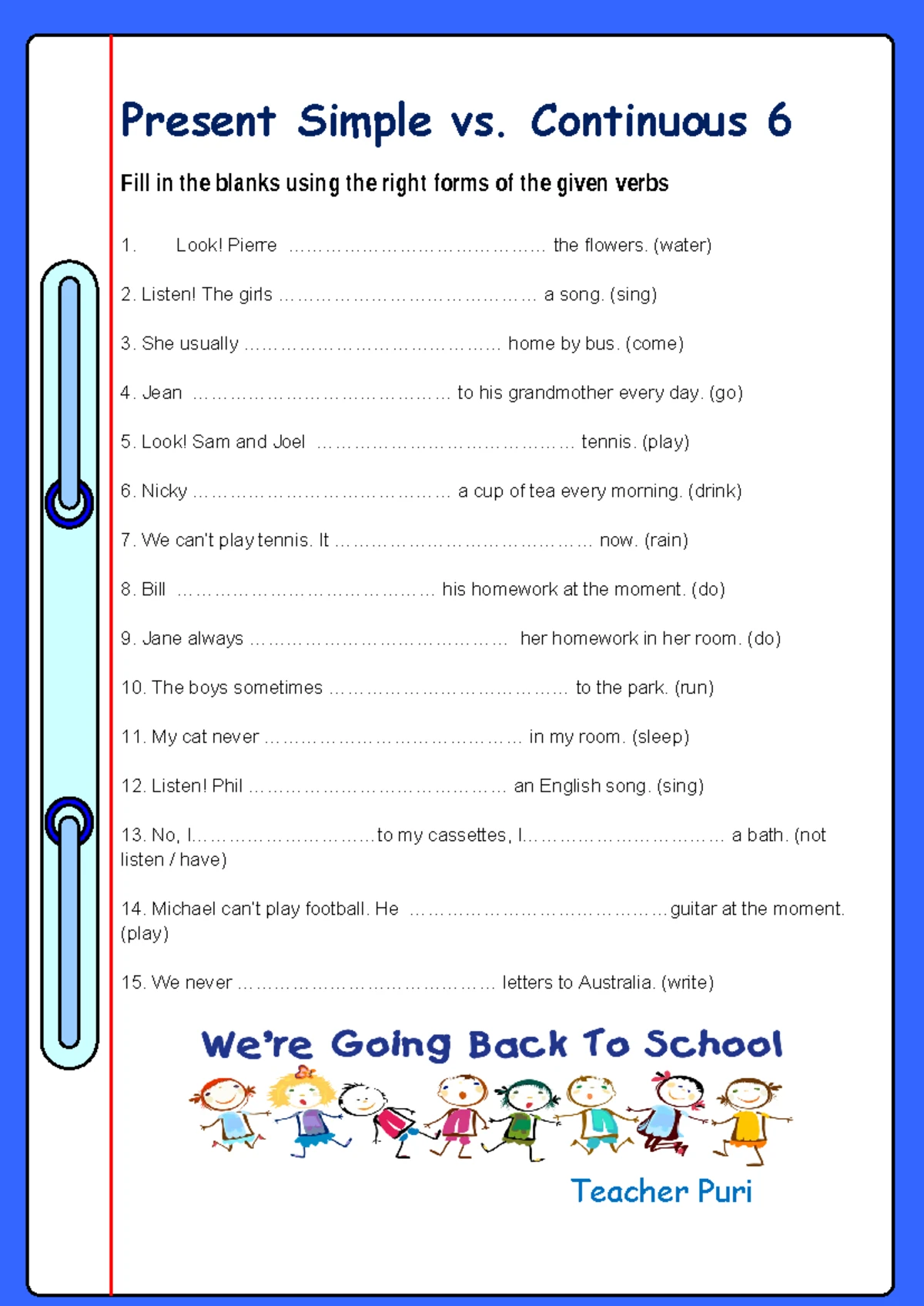 Present Simple vs Present Continuous - Grammar Drills & Tests 139350 ...
