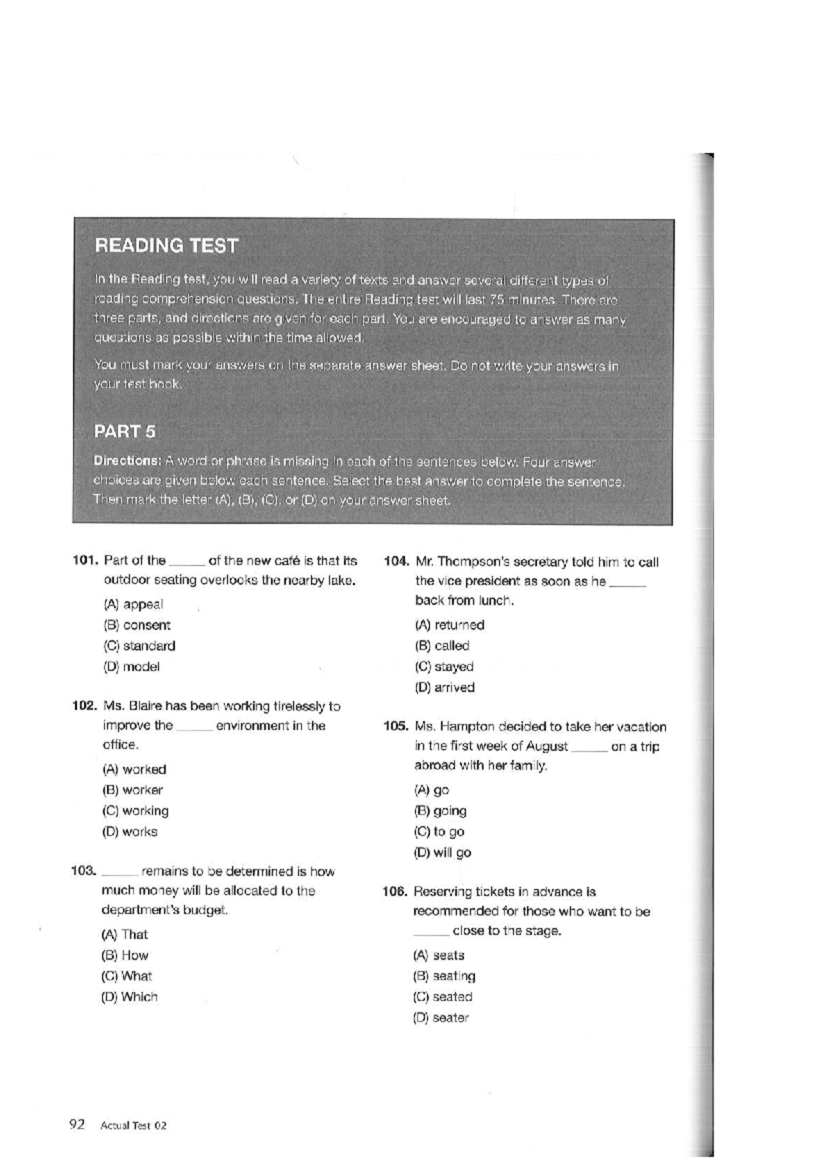 New TOEIC Reading Test Preparation (700) - Studocu