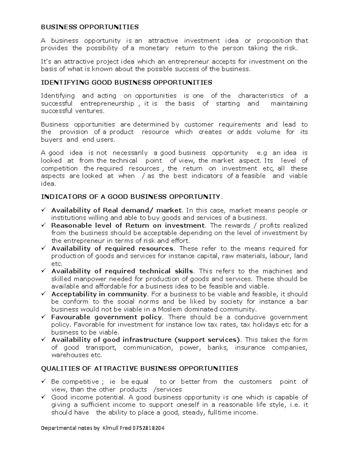 BUS 101: Identifying and Evaluating Business Opportunities - Studocu