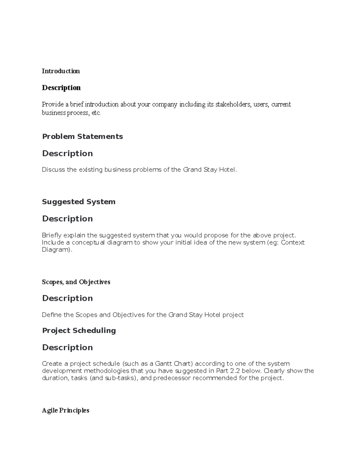 Grand Stay Hotel Project: Agile & IS Methodologies Overview - Studocu