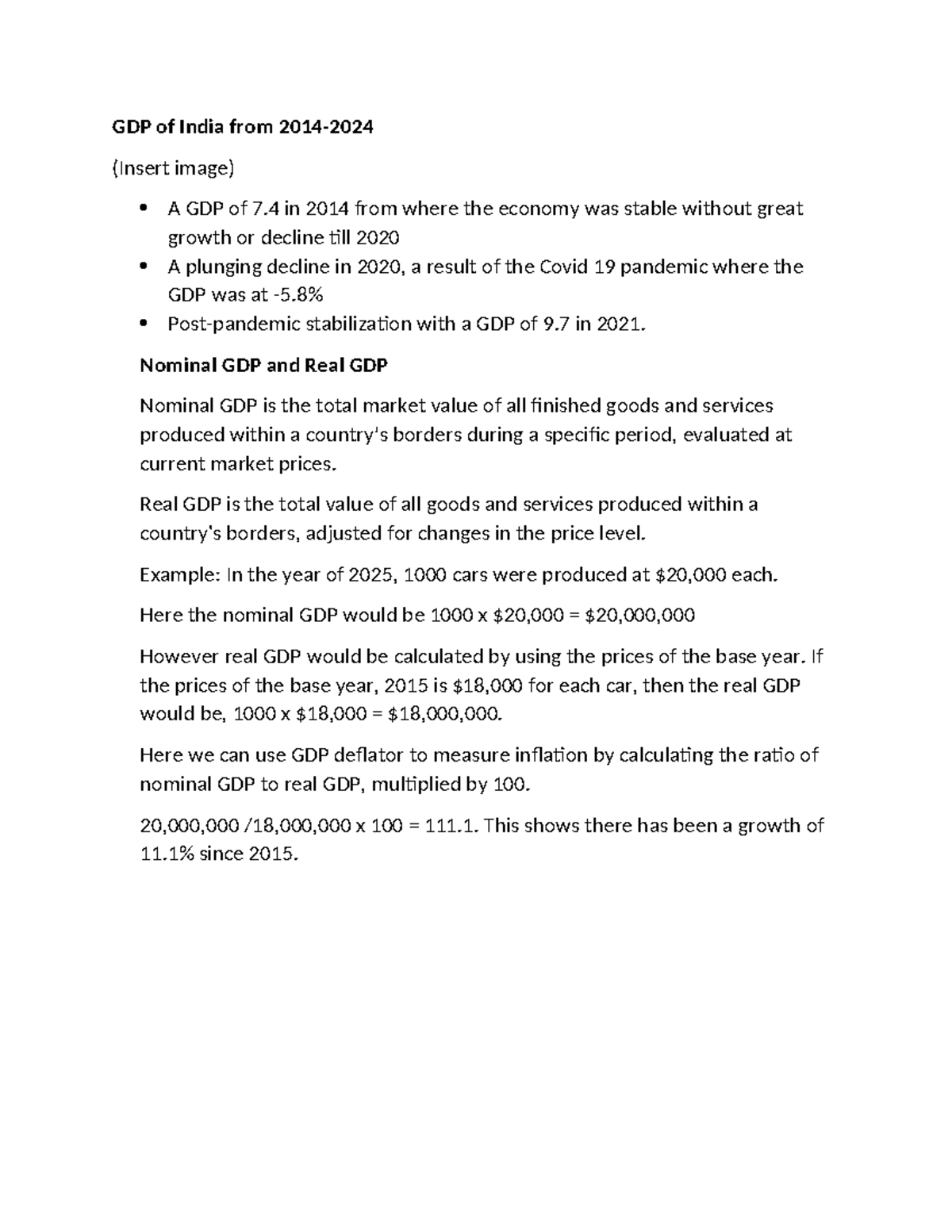GDP of India: Real vs Nominal Analysis (2014-2021) - Studocu