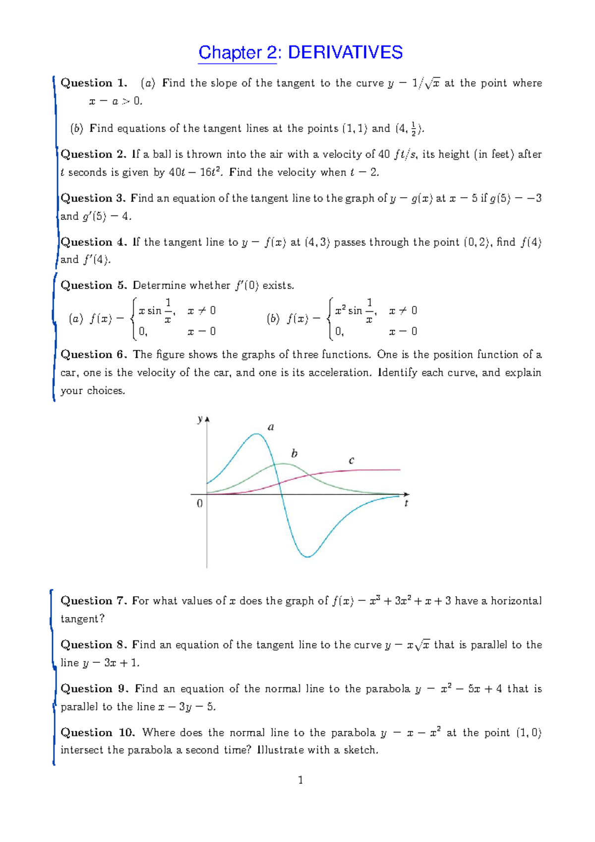 HK251 Chapter 2: Derivatives - Tangent Lines and Applications - Studocu