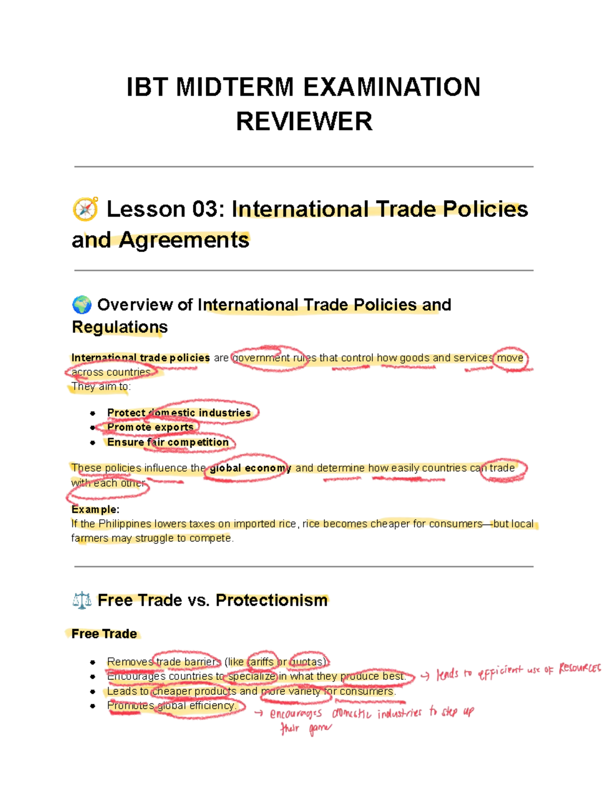 IBT MIDTERM EXAM REVIEWER: International Trade Policies & Management ...
