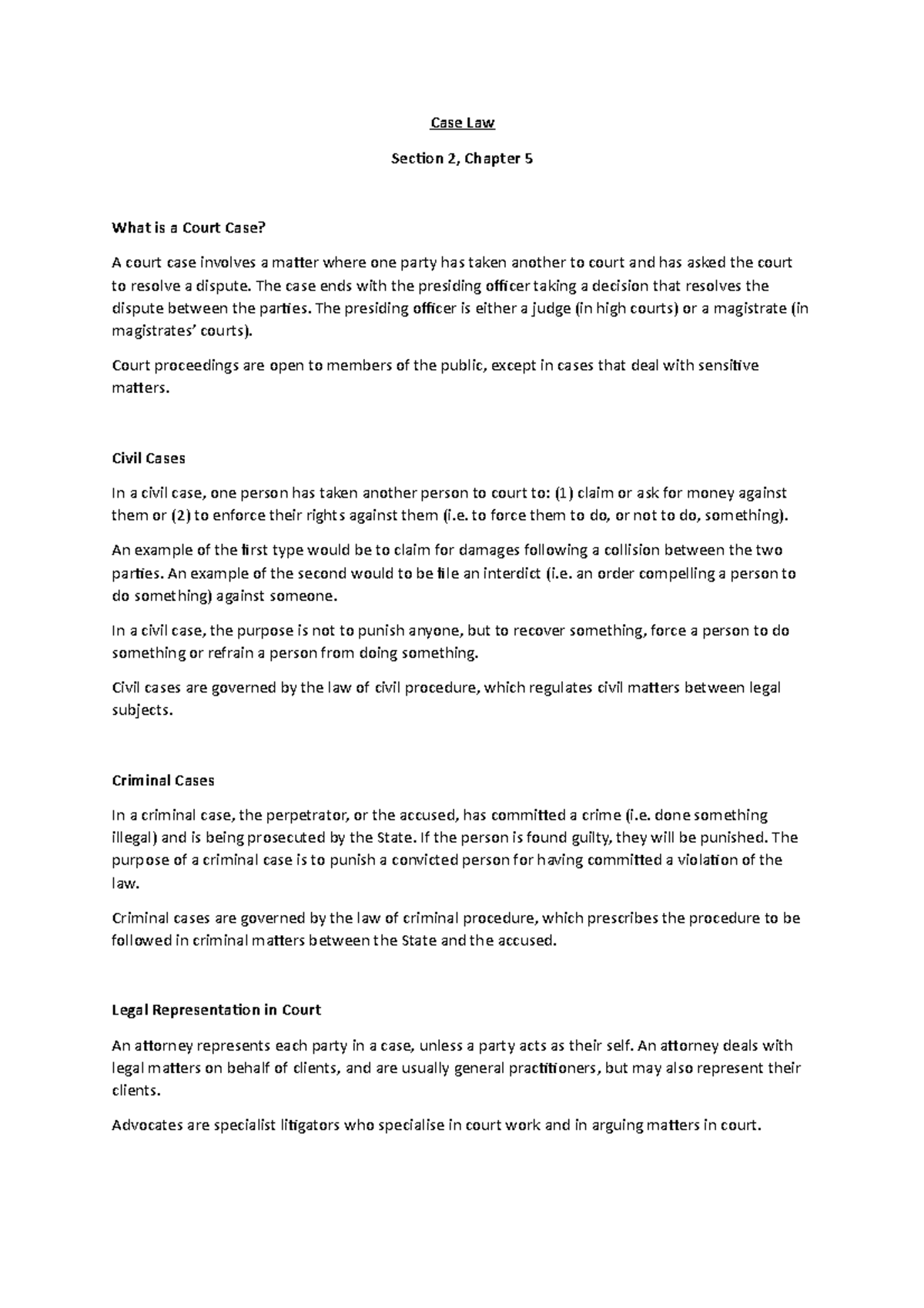 Case Law Study Notes - Understanding Court Cases & Procedures - Studocu