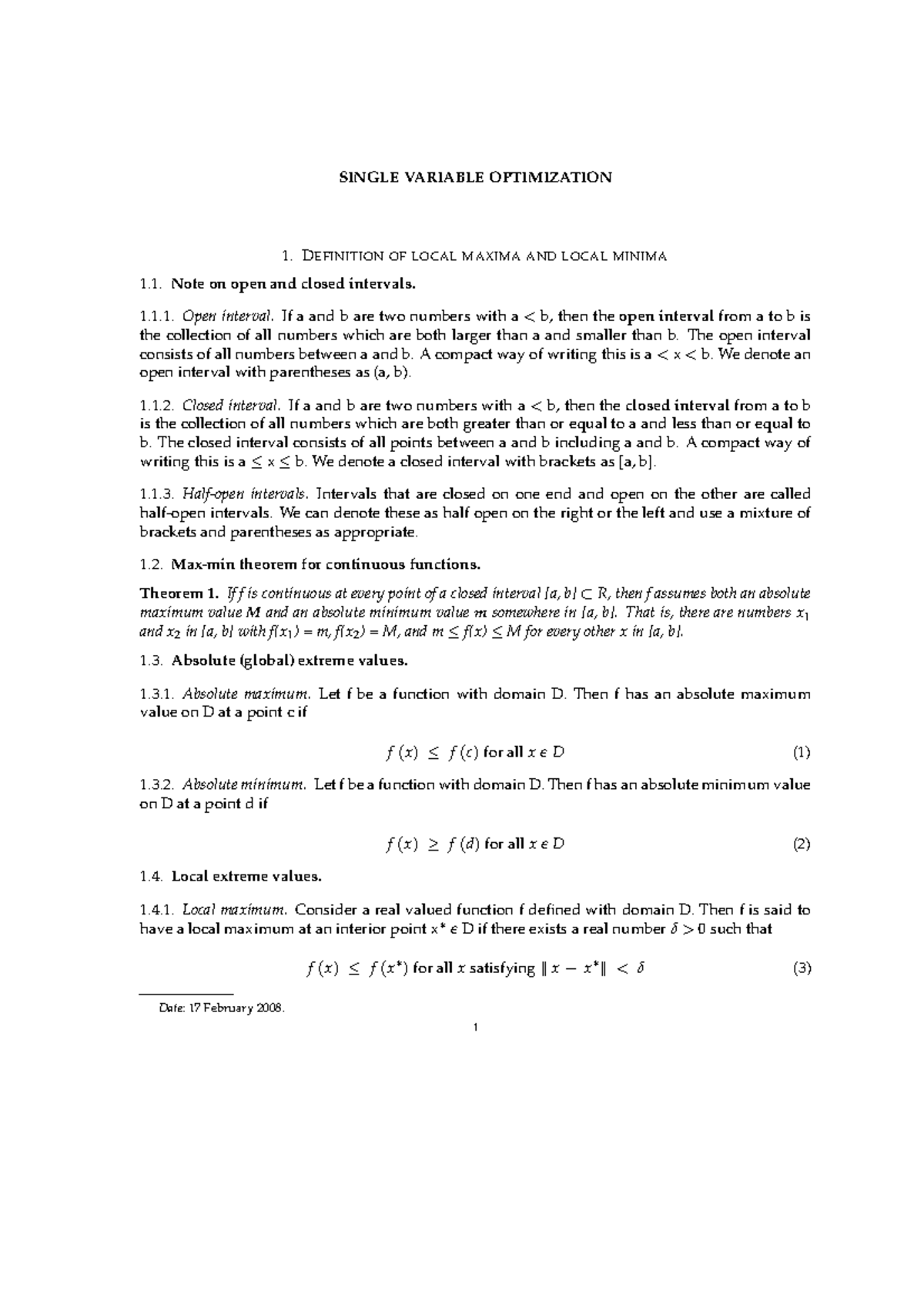 Single Variable Optimization Lecture Notes - Studocu