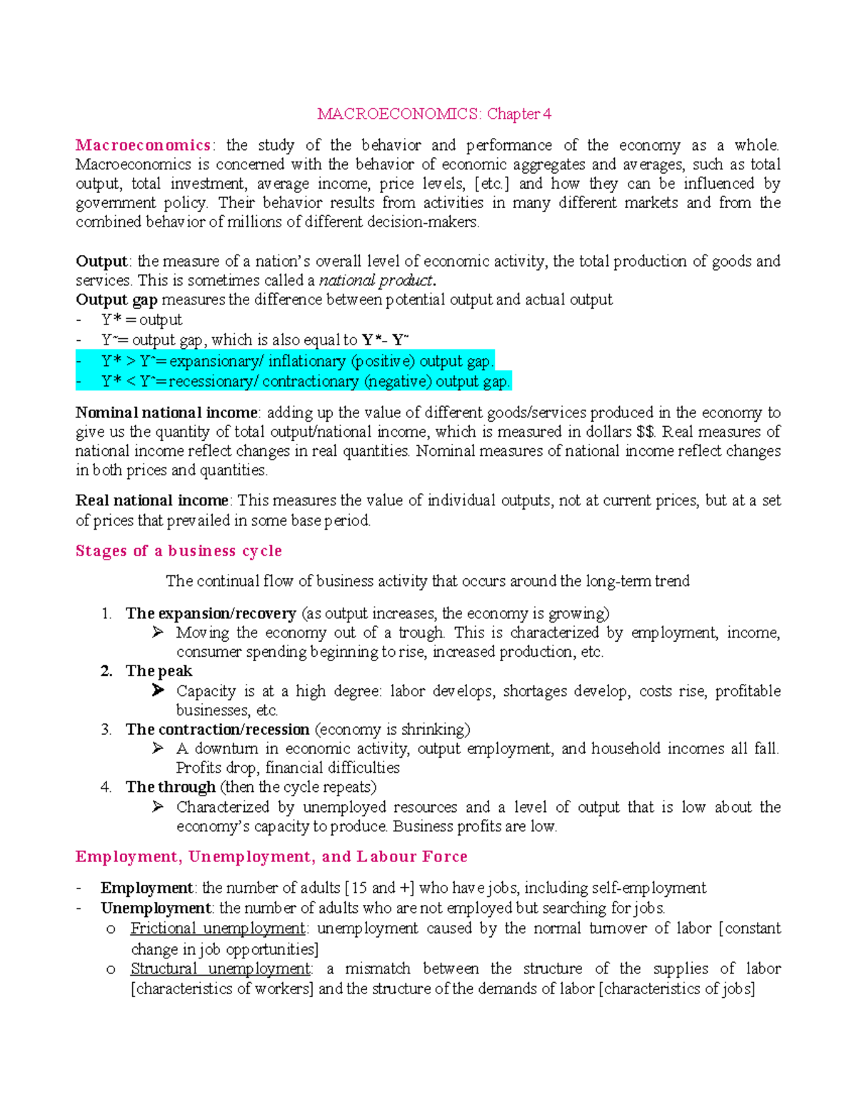 Economics 203: Chapter 4 - Key Concepts in Macroeconomics and National ...
