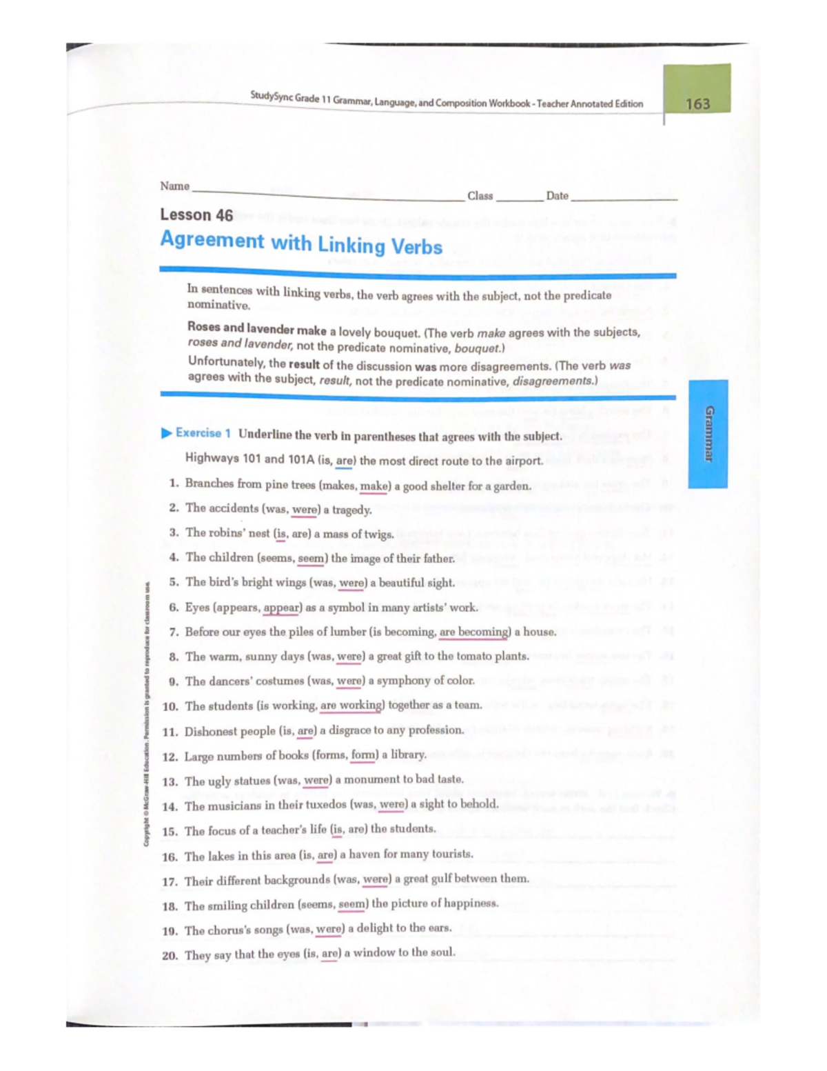 Grade 11 Grammar, Language, & Composition Workbook - Teacher Annotated ...
