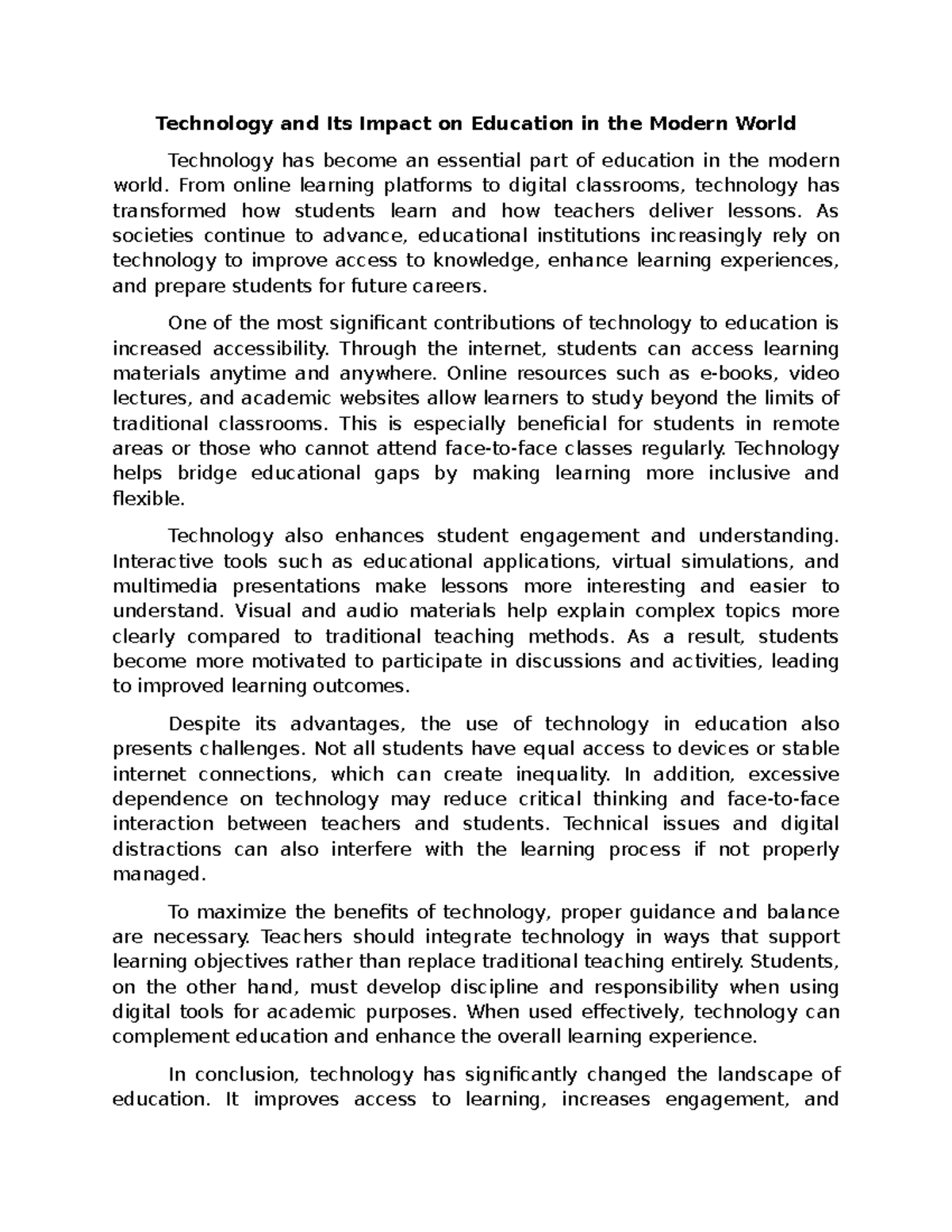 EDU 101: The Role of Technology in Modern Education - Studocu