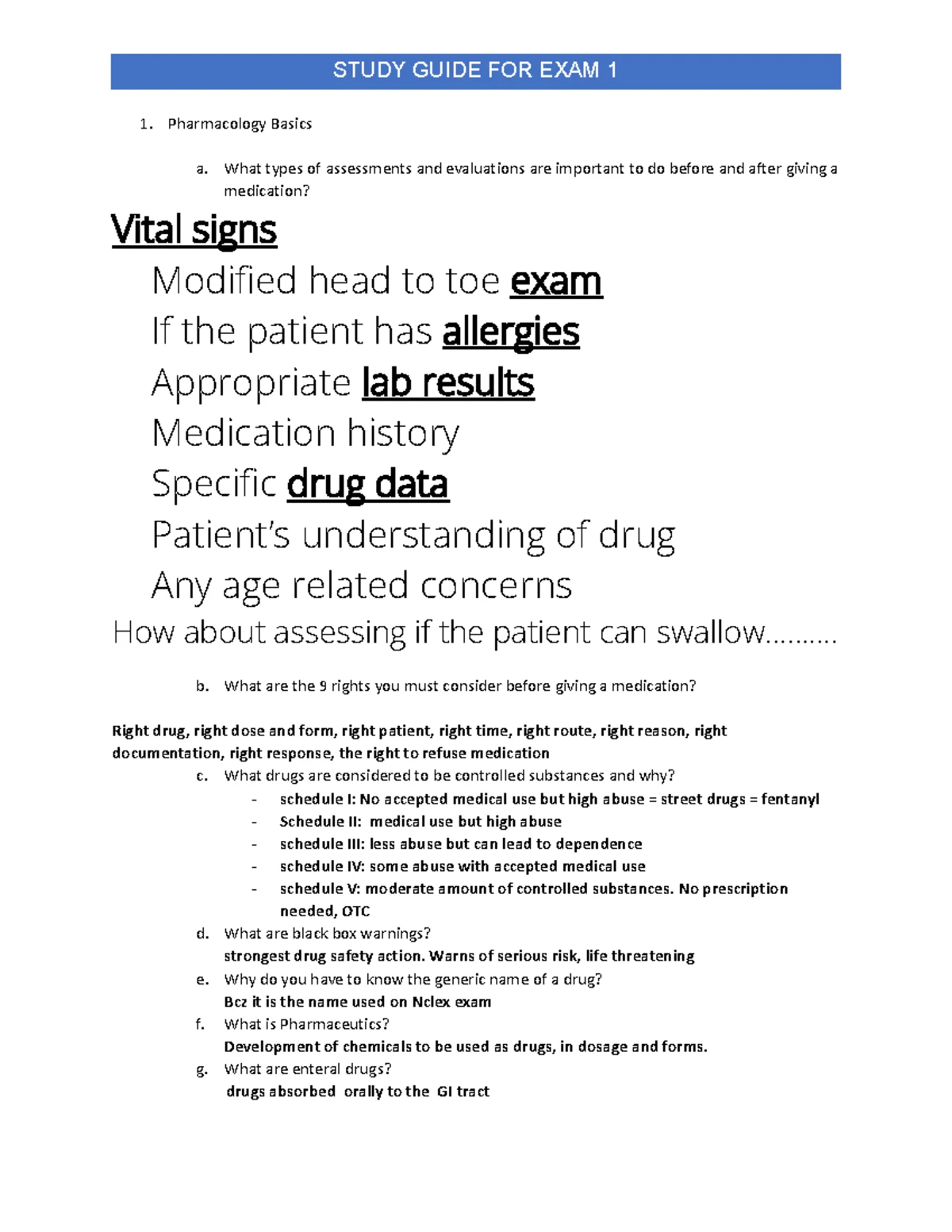 Pharmacology Basics: Study Guide for Exam 1 (PHARM 101) - Studocu