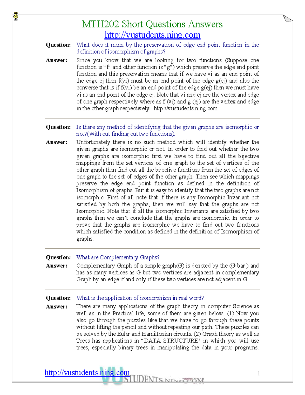 MTH202 Short Questions Answers for Midterm Exam - Studocu