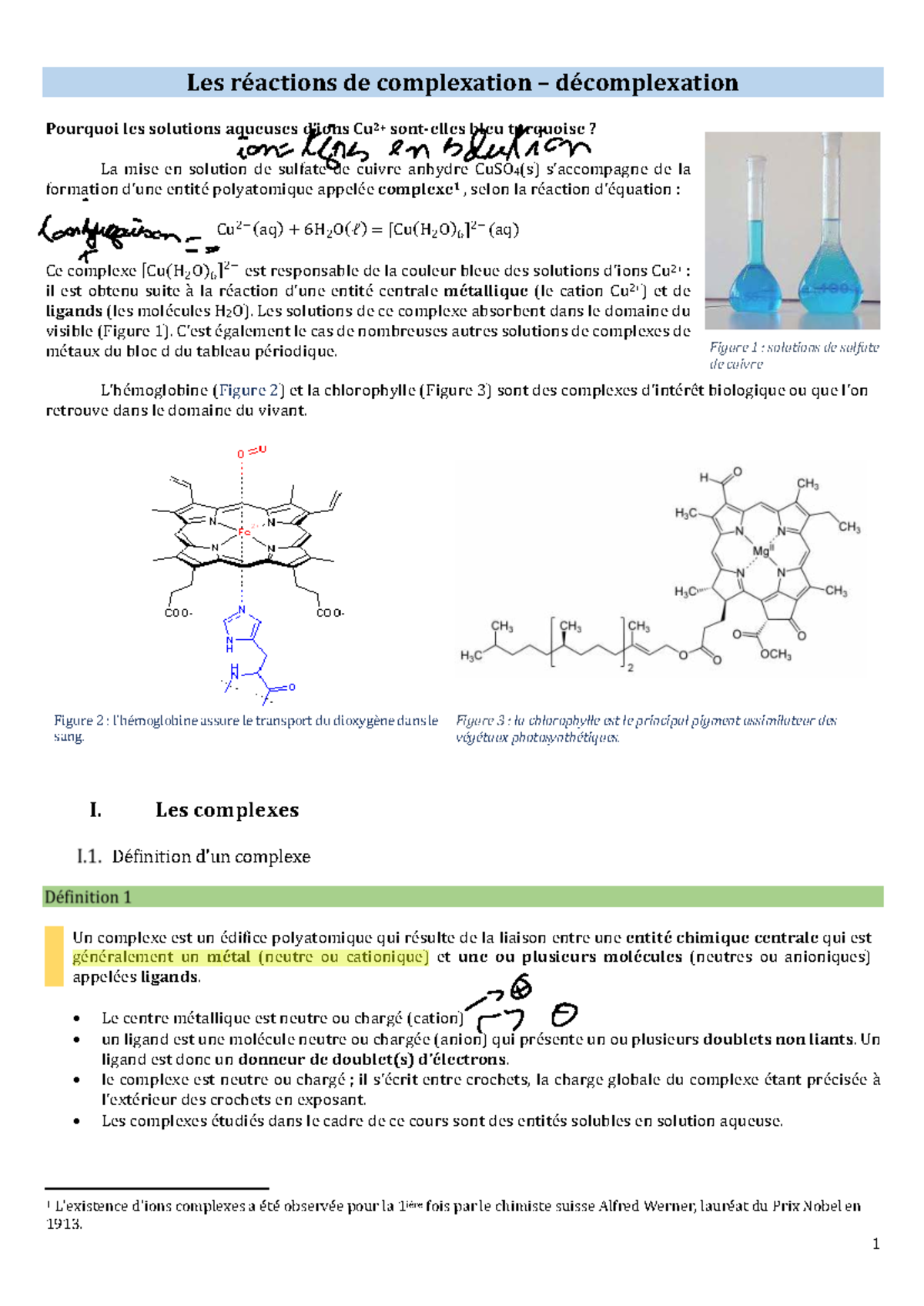 B C7.1 Complexation et Décomplexation : Couleurs des Solutions Aqueuses ...