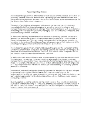 Operating Systems - Study Notes & Assignments - Studocu