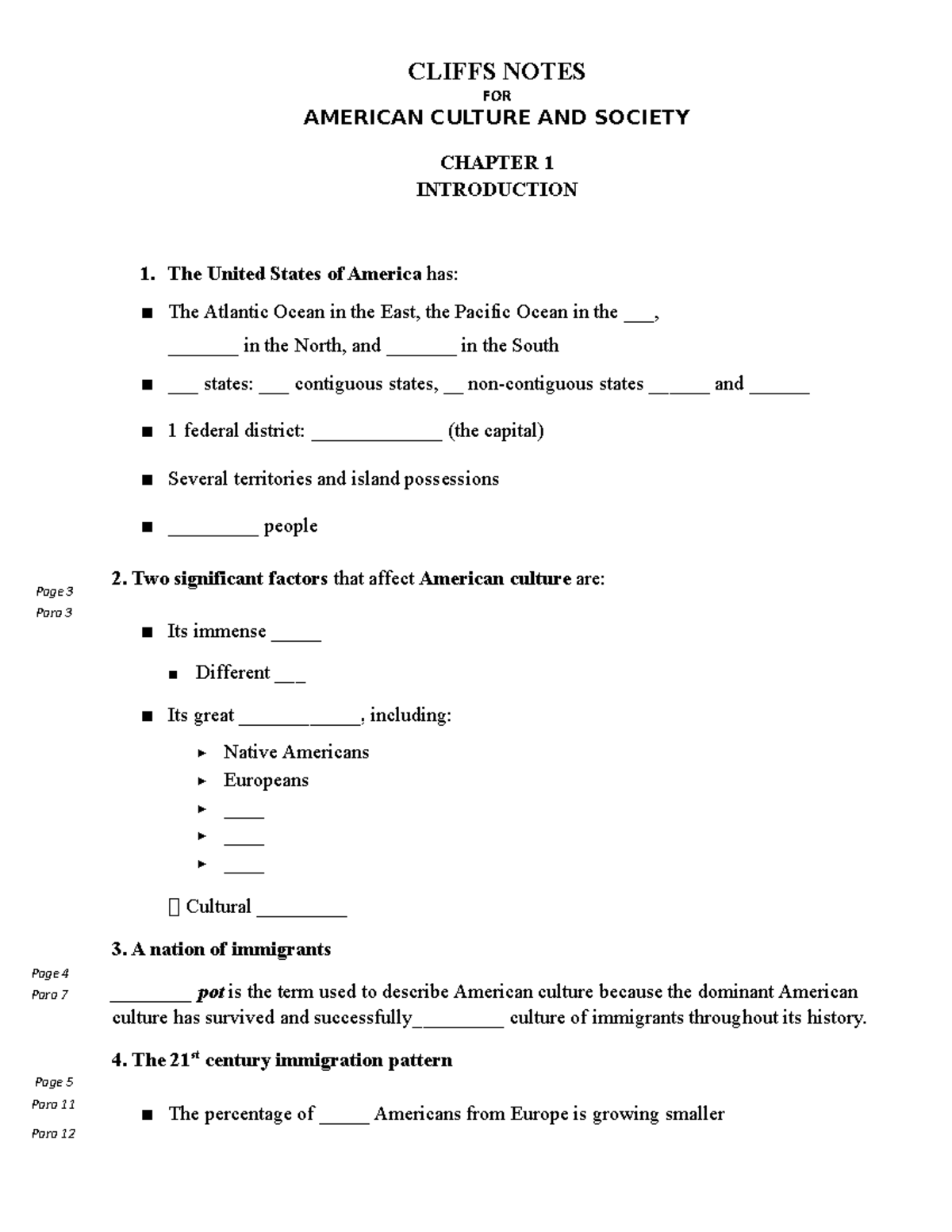 Chapter 1 2 for student (British and American Culture) - CLIFFS NOTES ...