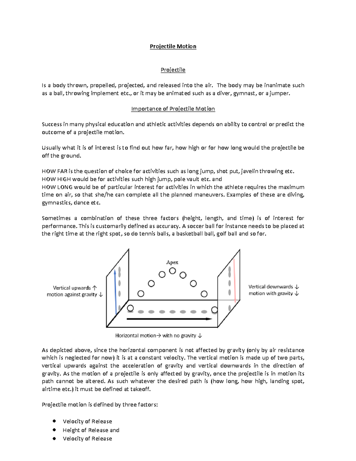 Projectile Motion: Key Concepts and Calculations (PE 101 - Week 4 ...