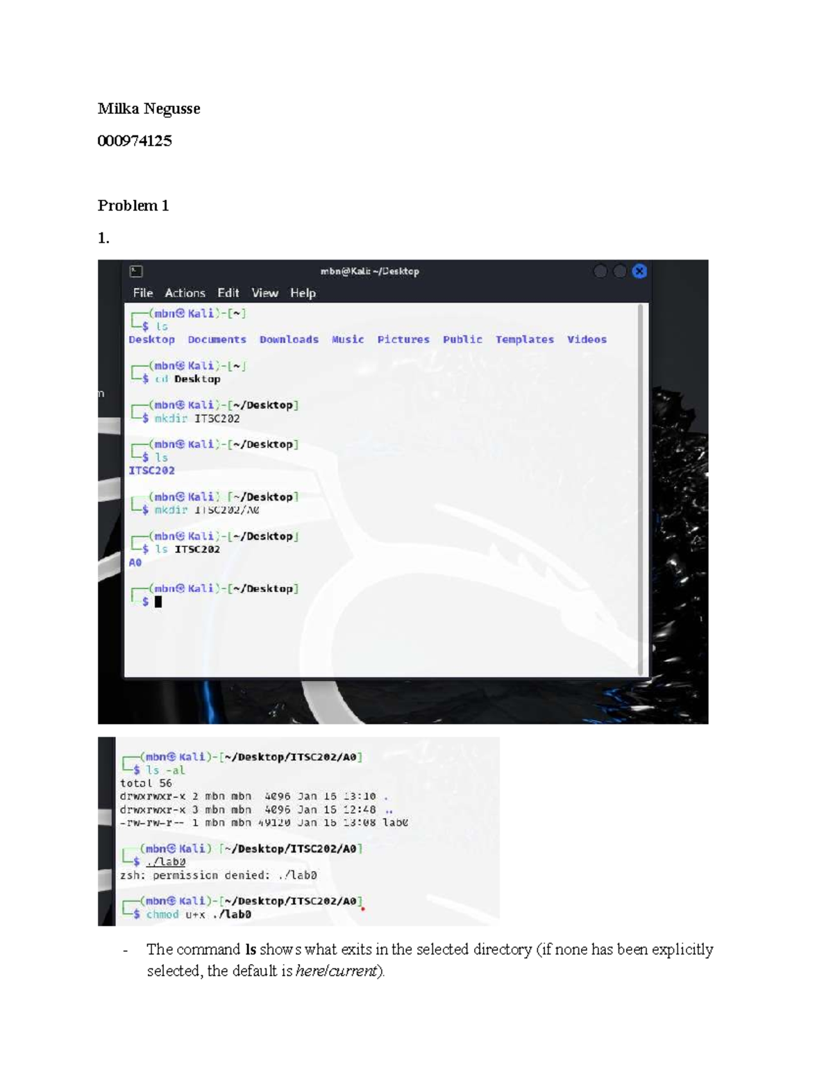 A0 - Assignment Coding Output: Exploring ls Command and File ...