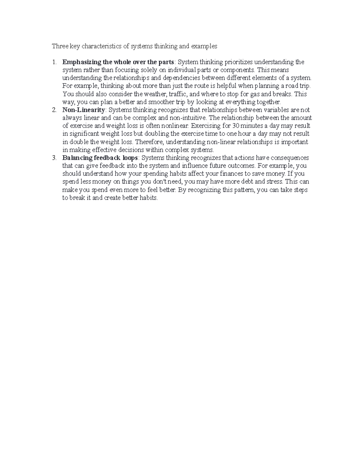 Cp10.1 - online assignment - Three key characteristics of systems ...