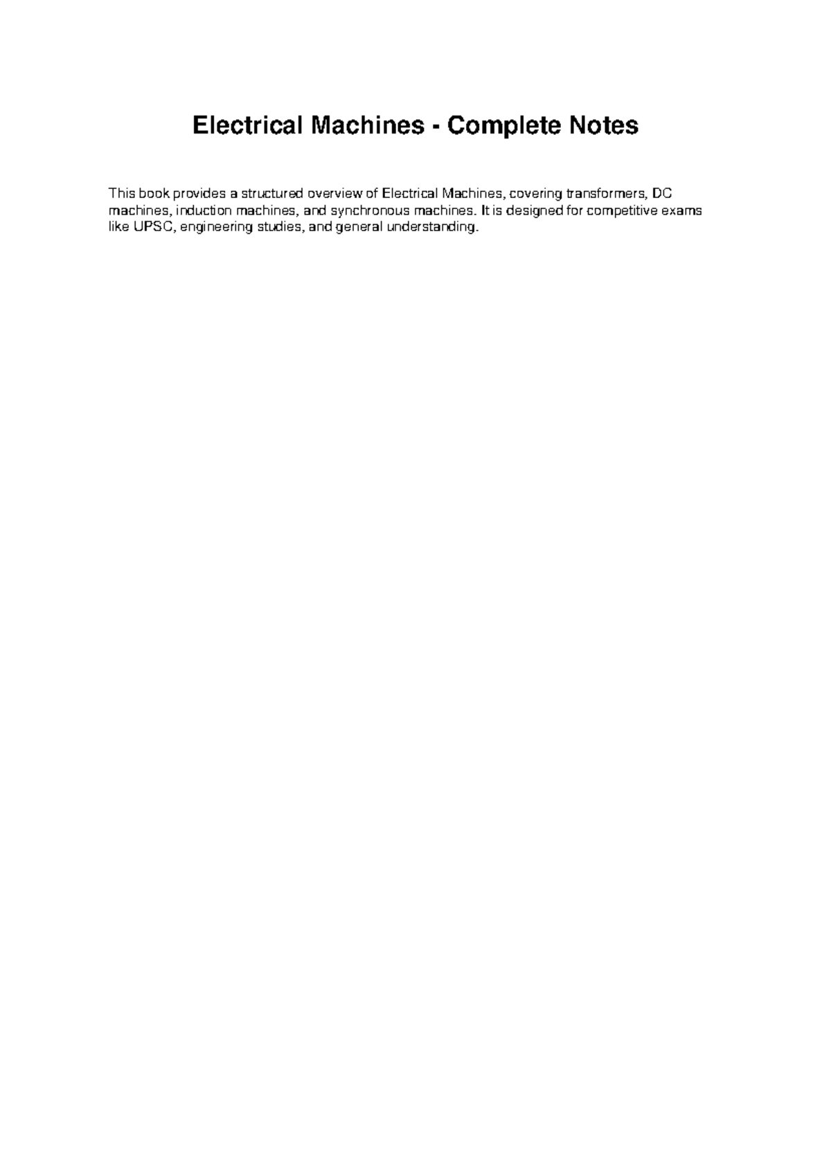 Electrical Machines Complete Study Notes for Competitive Exams - Studocu