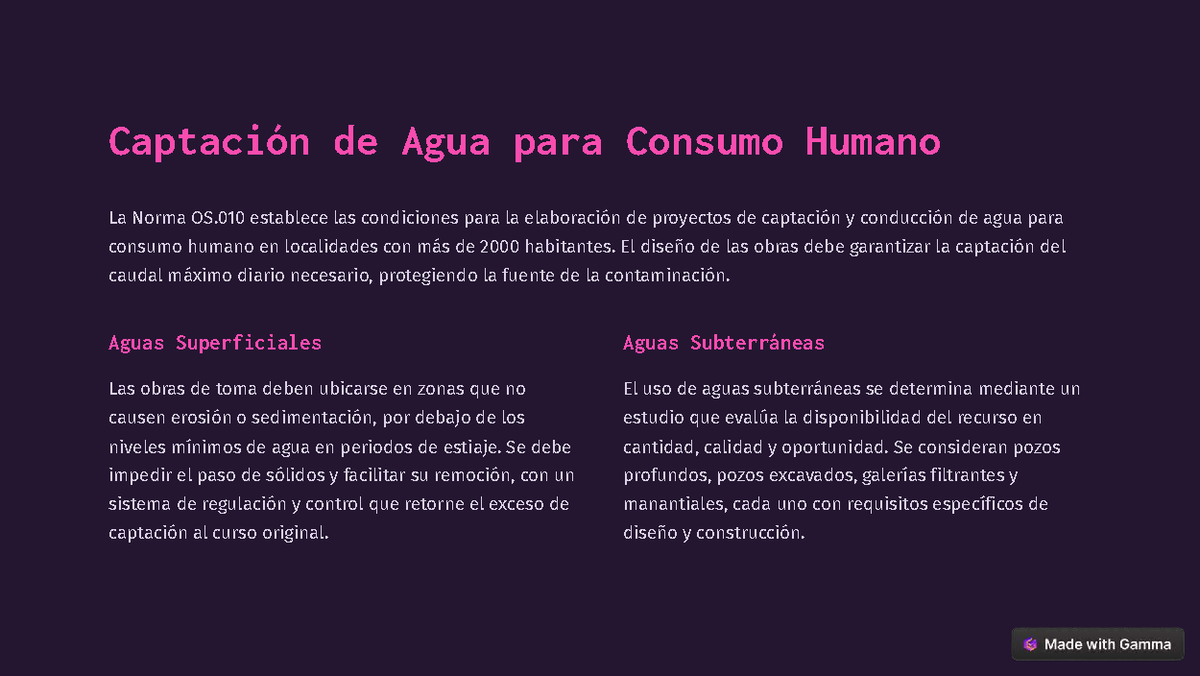 Norma OS: Captación y Tratamiento de Agua para Consumo Humano - Studocu