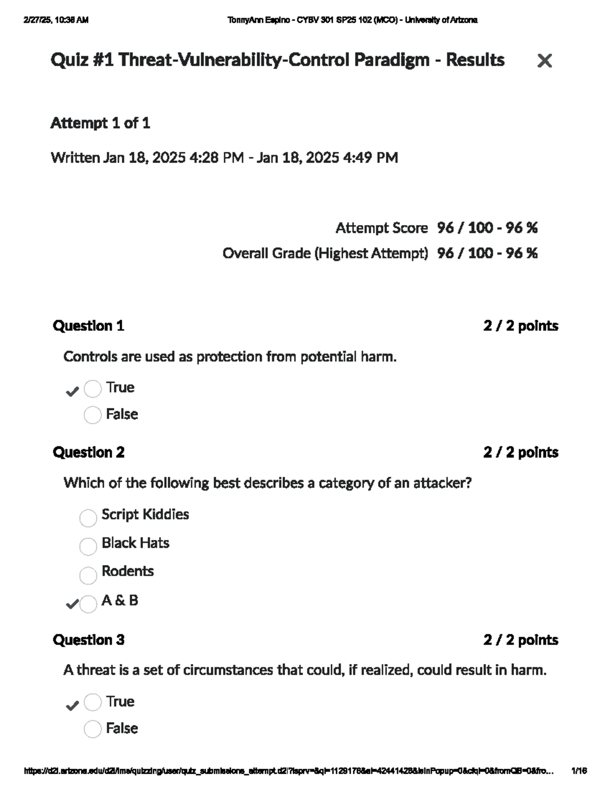 CYBV 301 SP25 102 (MCO) Final Exam Review at University of Arizona