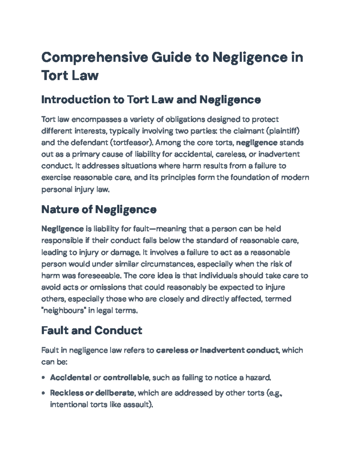 Comprehensive Guide to Negligence in Tort Law: Key Principles & Cases ...