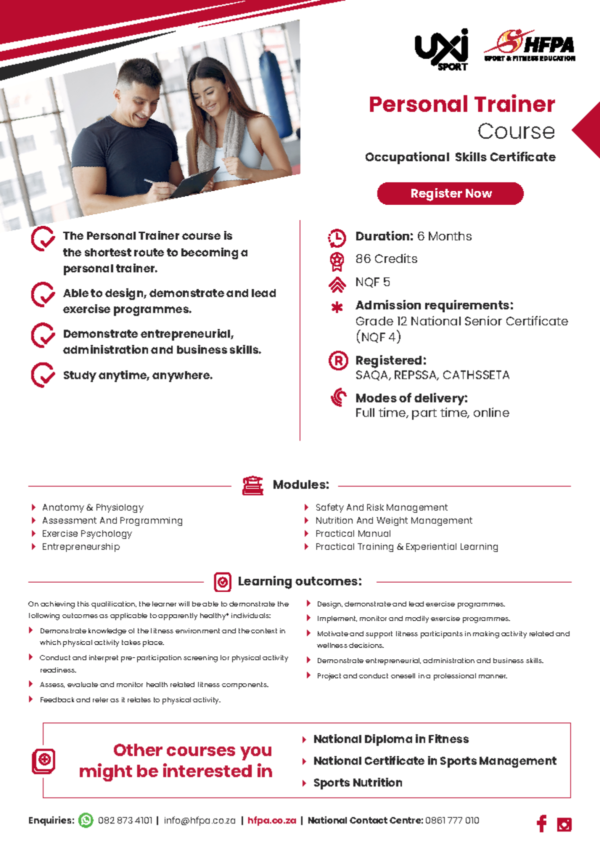 Personal Trainer Course - Learning outcomes: On achieving this ...