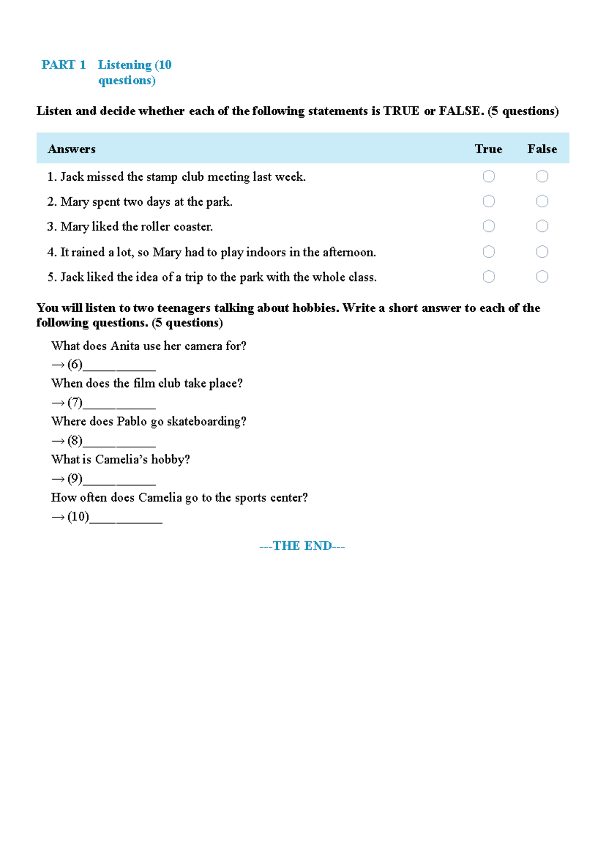 Test 1: Listening Comprehension & Language Skills - GS7 - Studocu