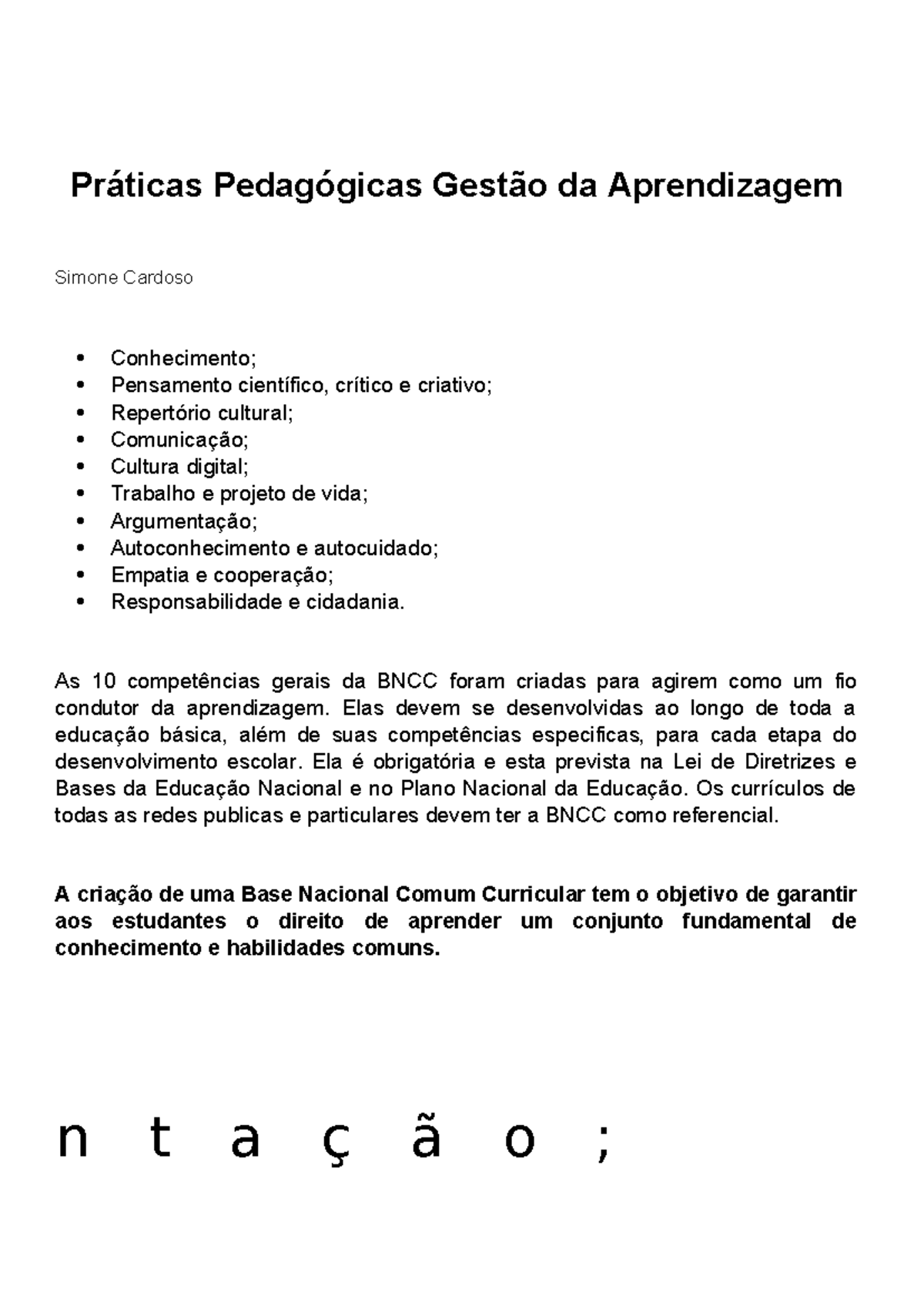 Práticas Pedagógicas: Gestão da Aprendizagem e BNCC - Studocu